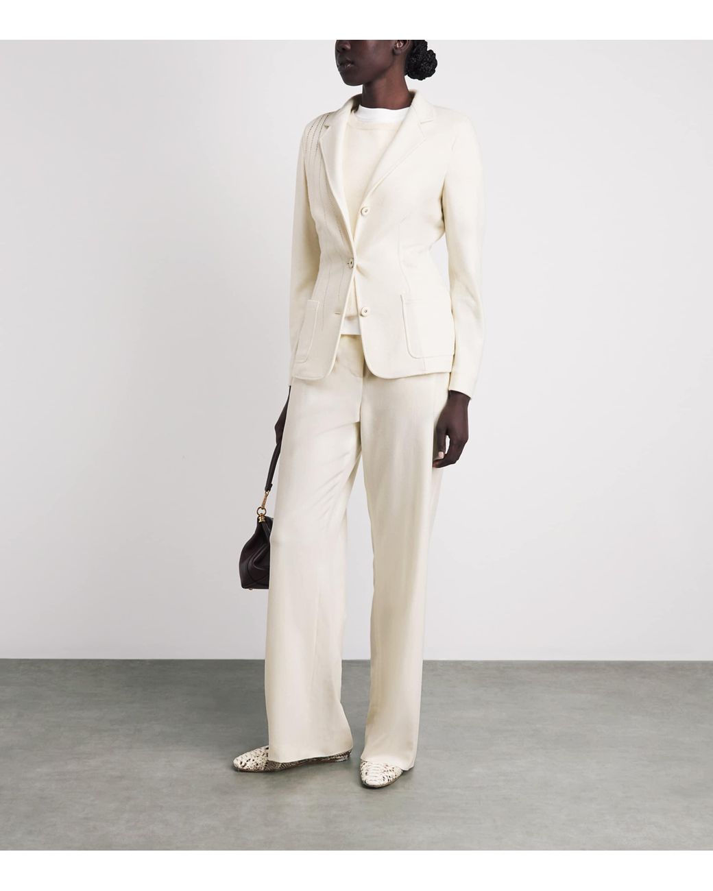 Colombo White Cashmere-Silk Embellished Blazer