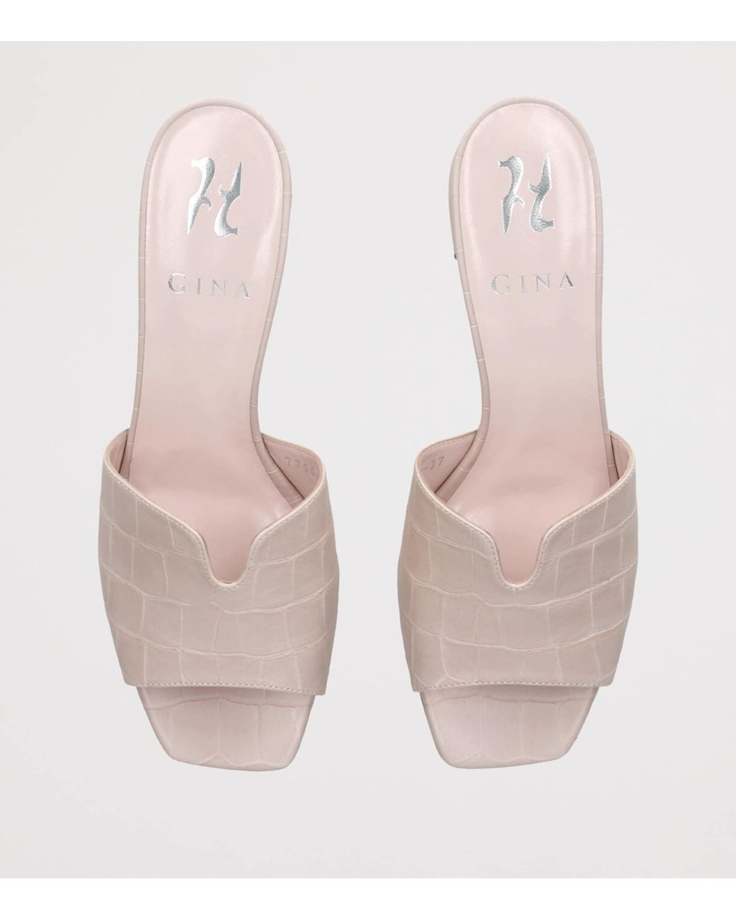 Gina Natural Leather Croc-Embossed Arles Mules 50