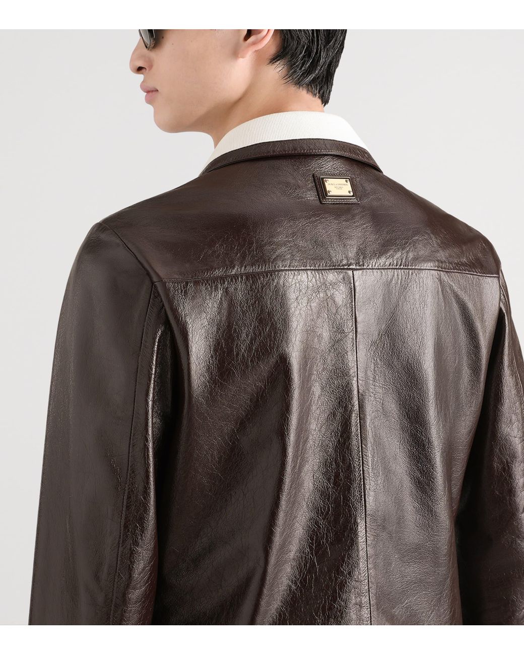 Dolce & Gabbana Brown Leather Jacket for men