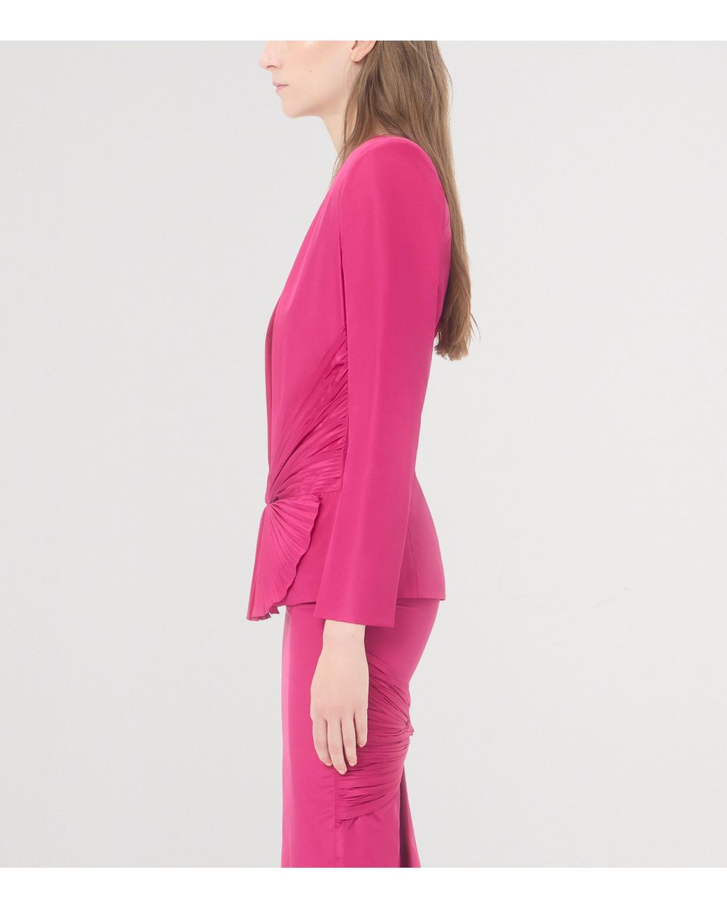 Valentino Pink Silk Plissé Blazer