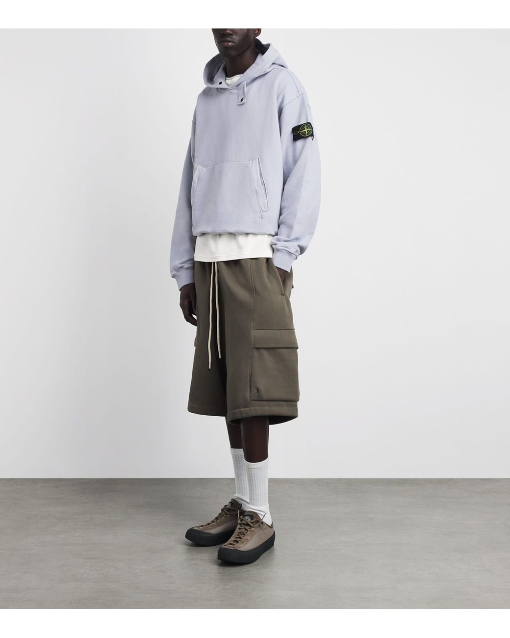 Stone Island Blue Organic Cotton Compass Hoodie for men