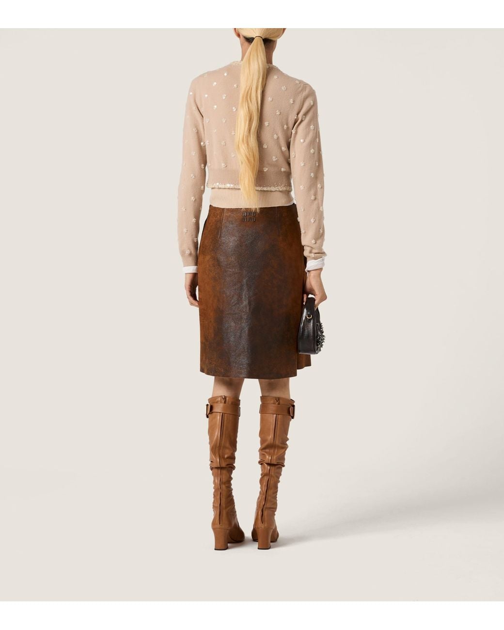 Miu Miu Natural Cashmere Embellished Cardigan