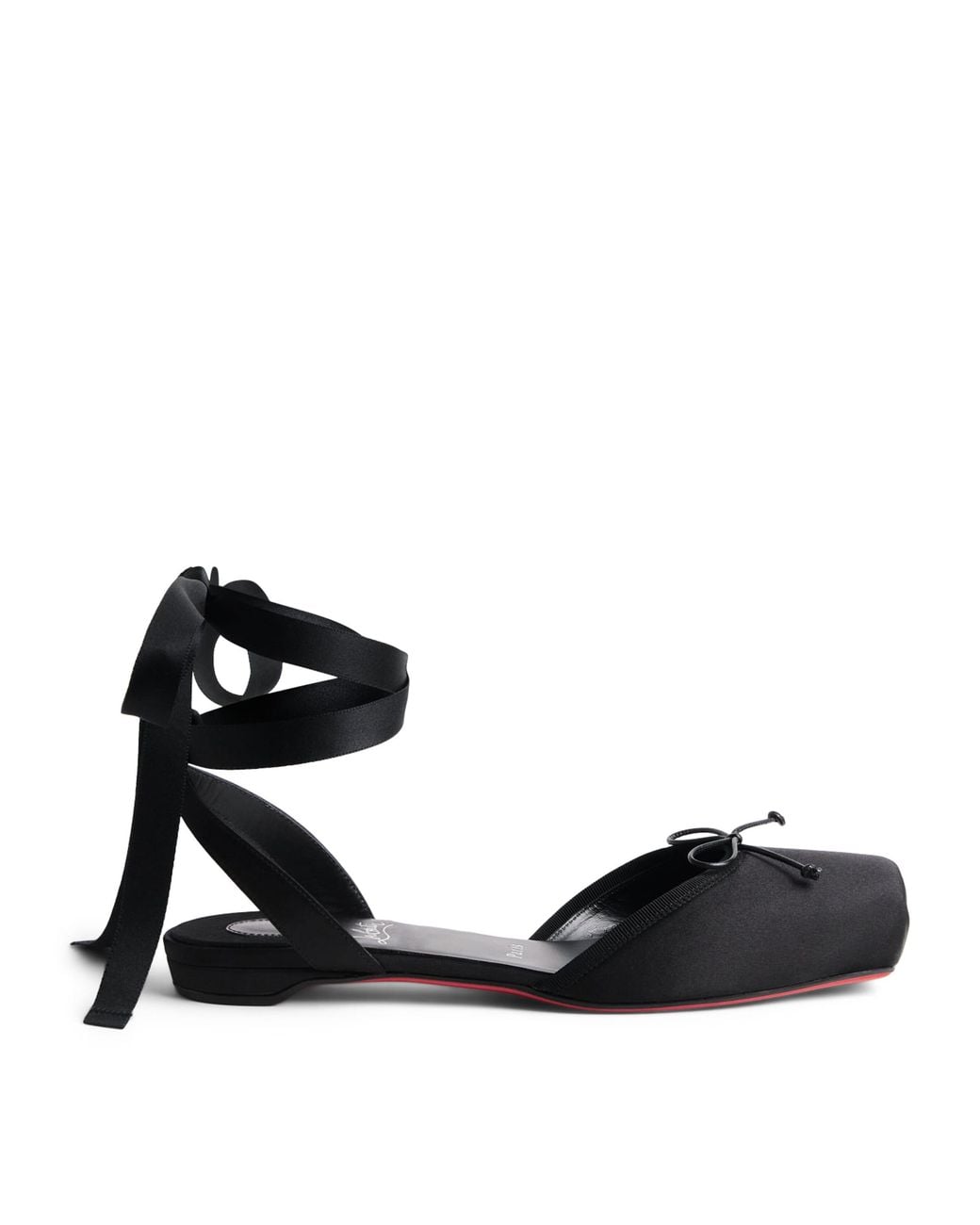 Christian Louboutin Black Cassia Lace-Up Satin Ballet Flats