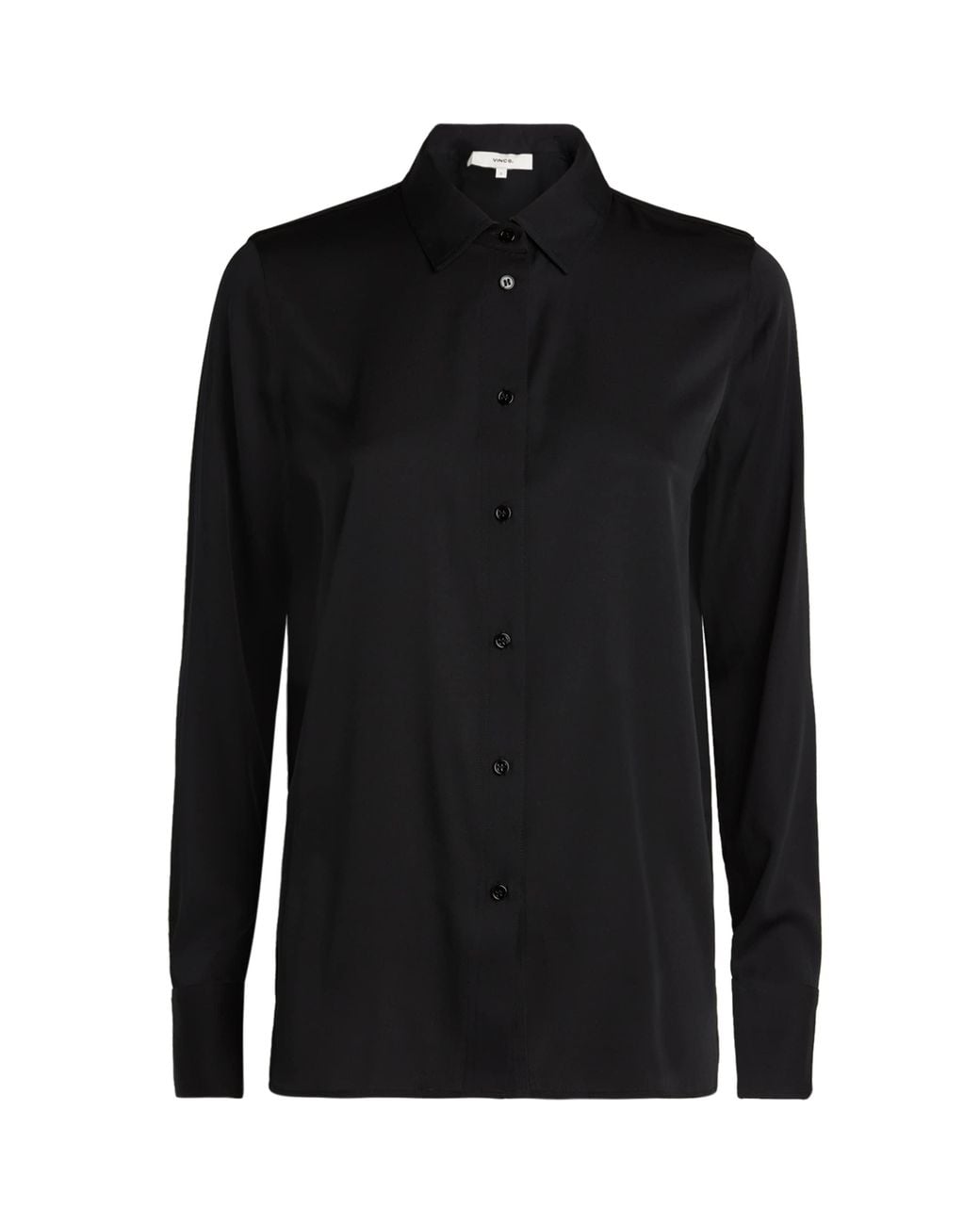 Vince Black Silk-Blend Slim-Fit Blouse
