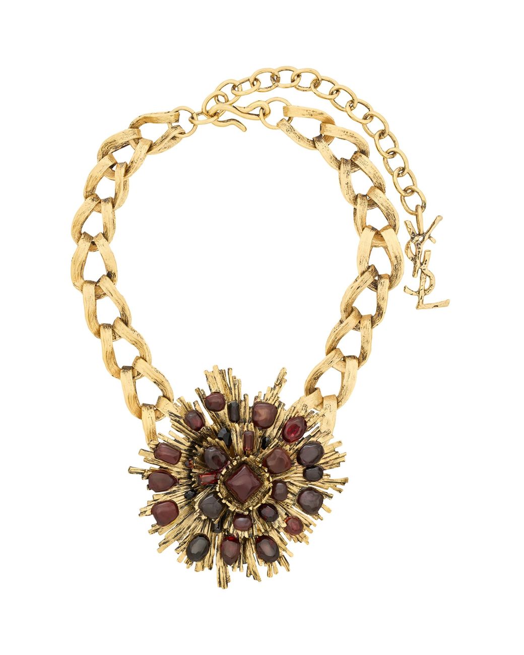 Saint Laurent Metallic Sunburst Chain Necklace for men