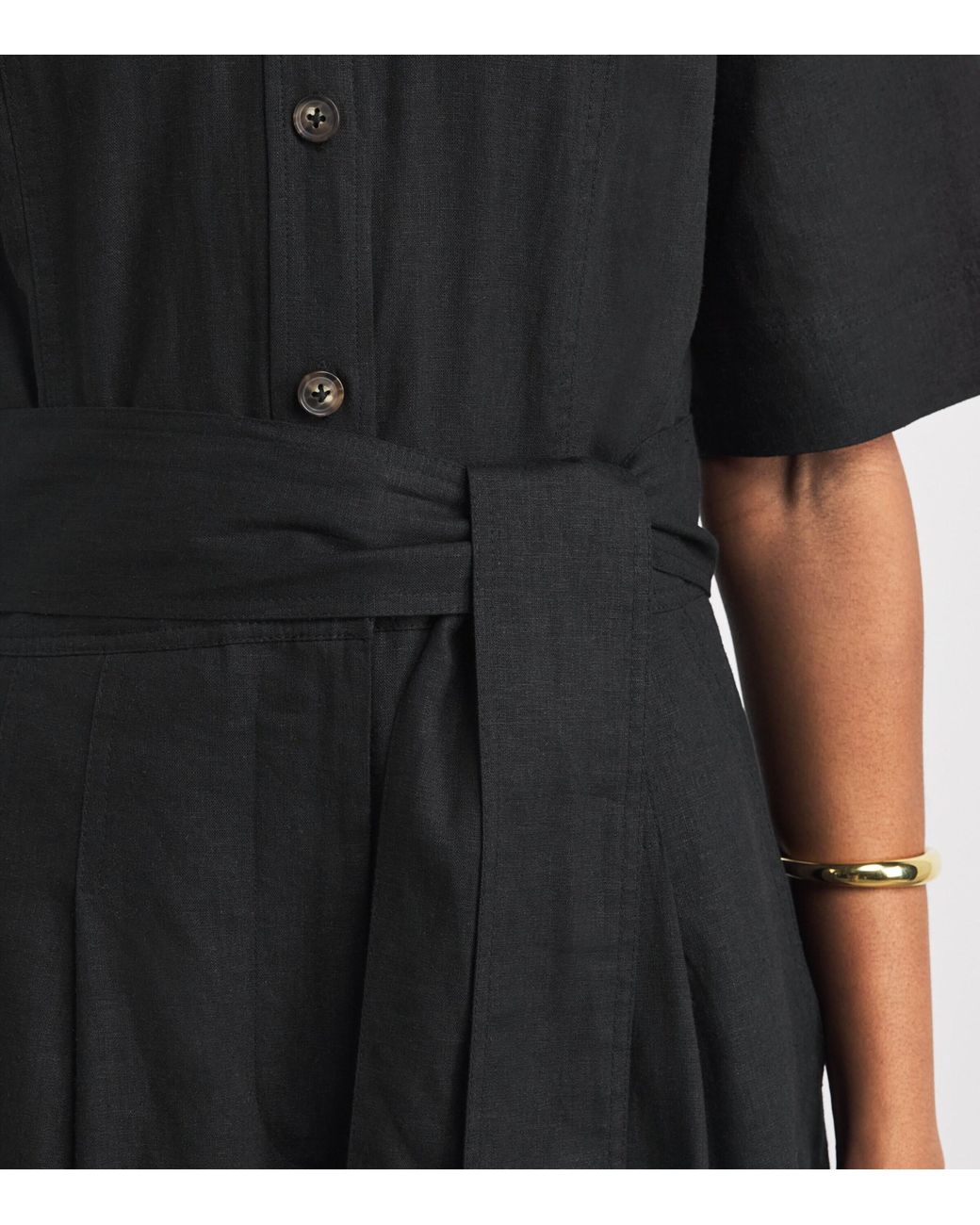 ME+EM Black Linen-Blend Culotte Jumpsuit