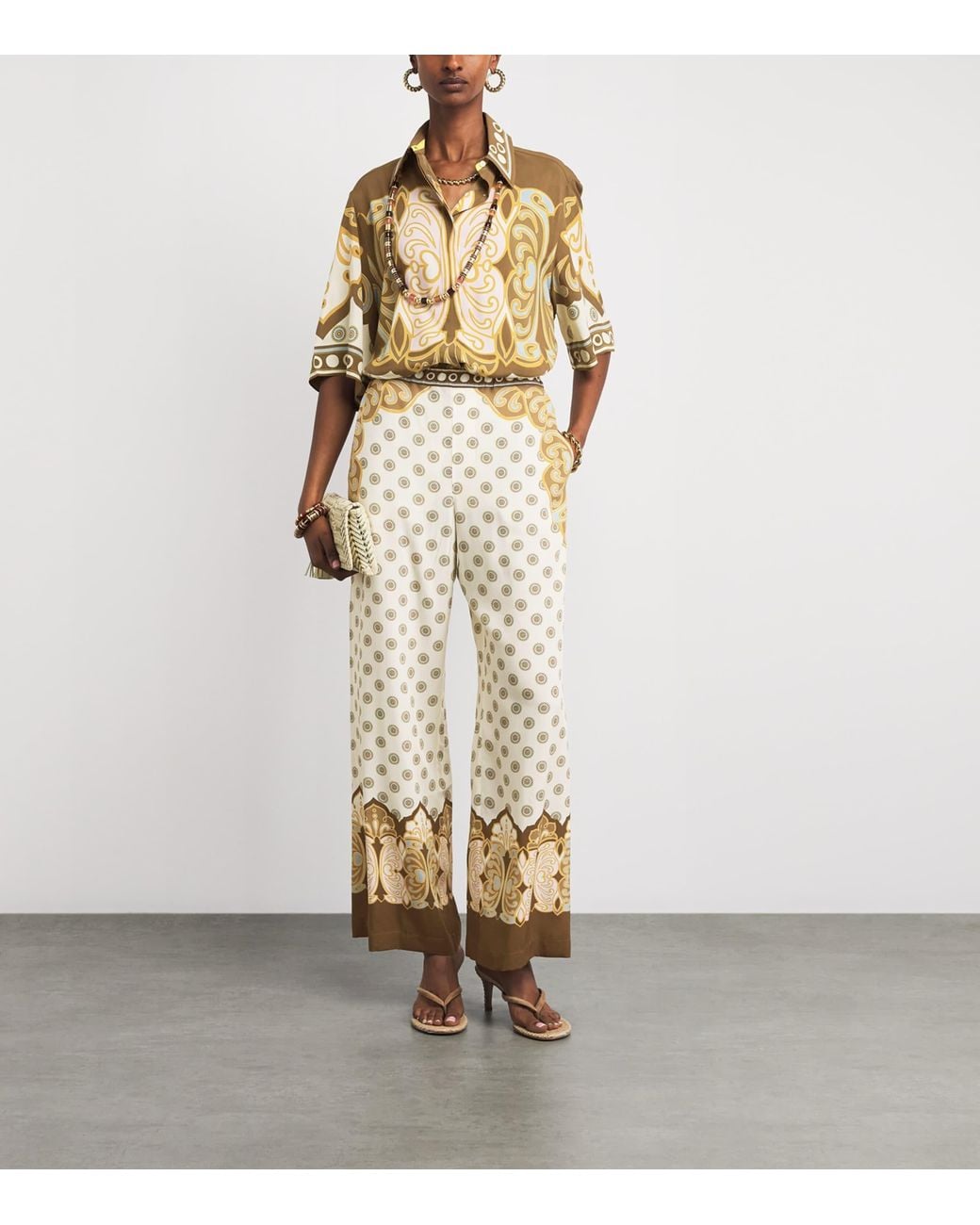 LaDoubleJ Natural Silk Club Wide-Leg Trousers