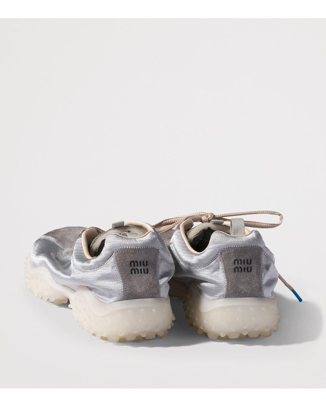 Miu Miu Gray Technical Fabric & Suede Bubble Sneakers