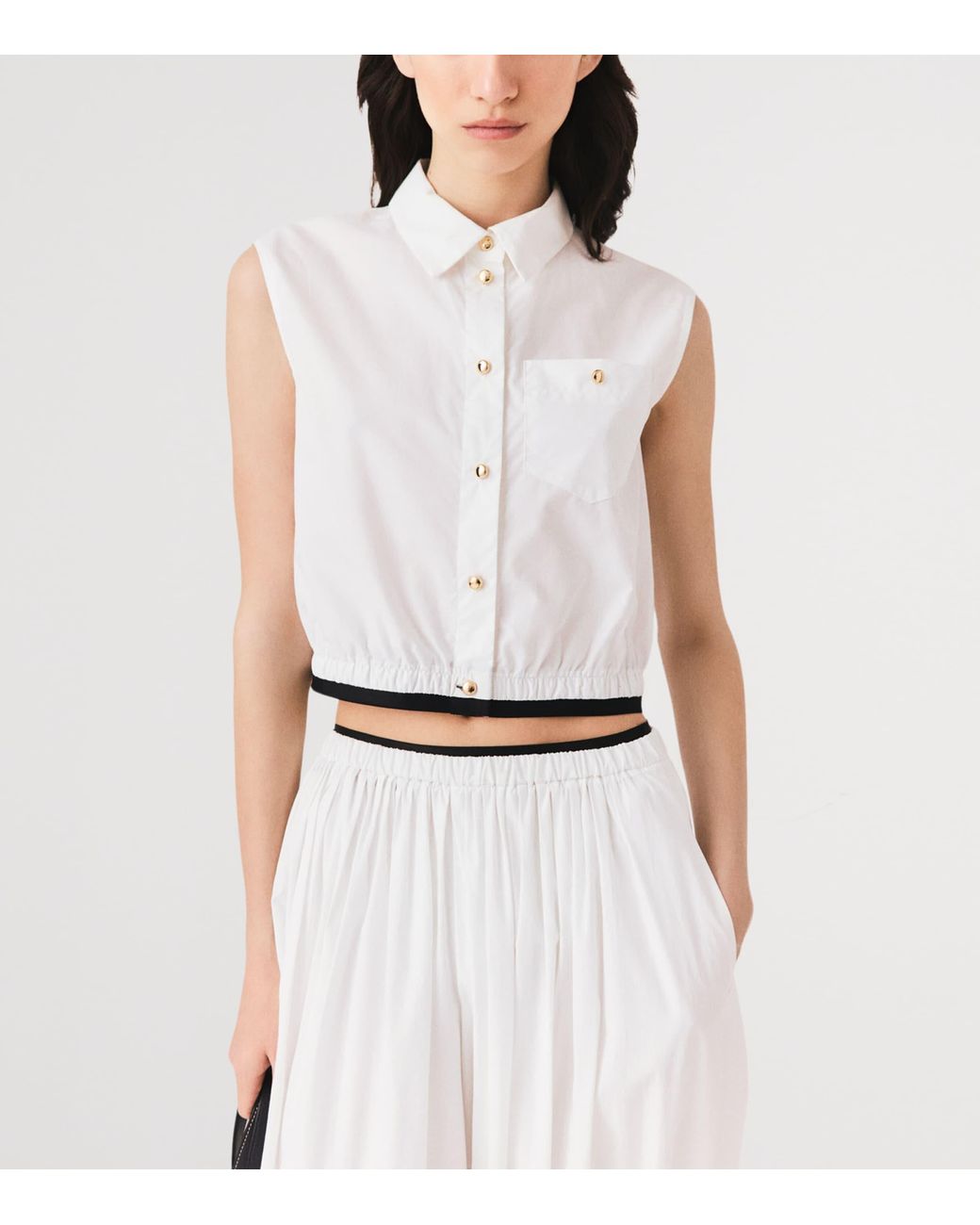 Maje White Cotton Sleeveless Shirt