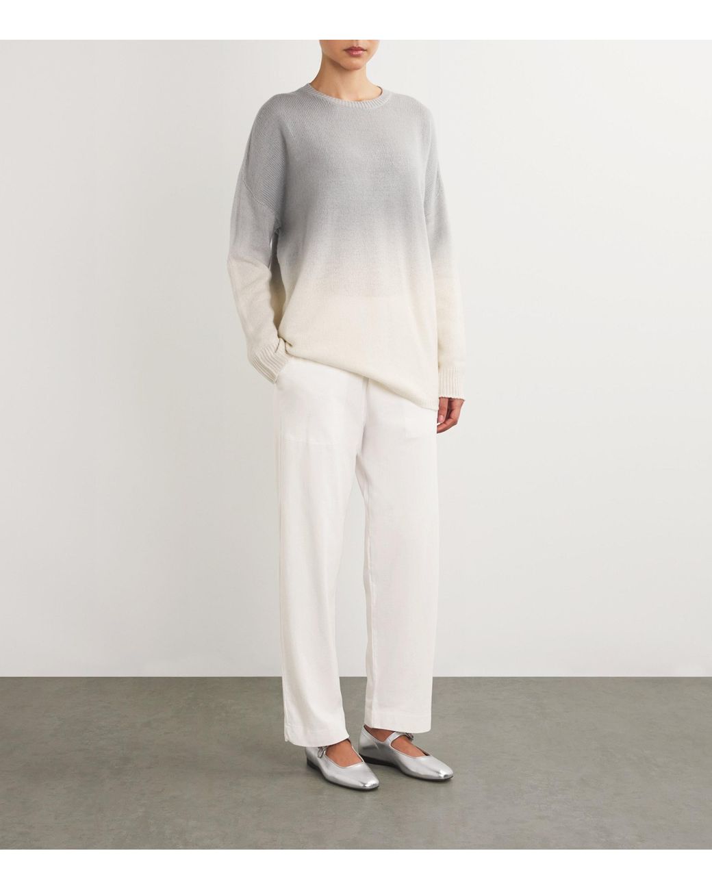 Leset White Cotton Straight Trousers