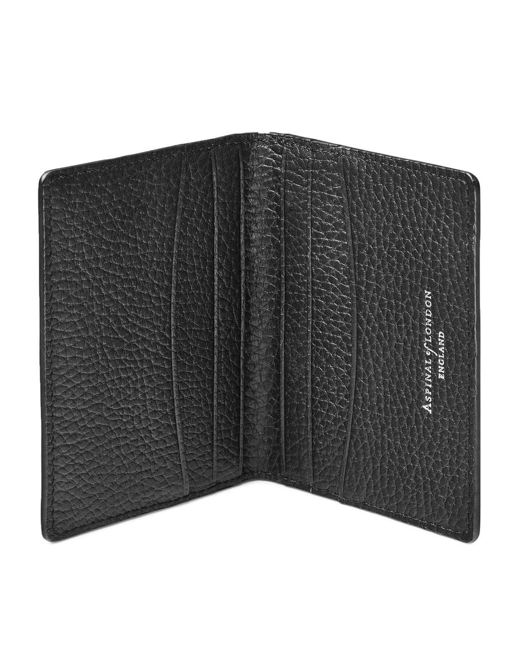 Aspinal Black Leather Folded Card Holder for men