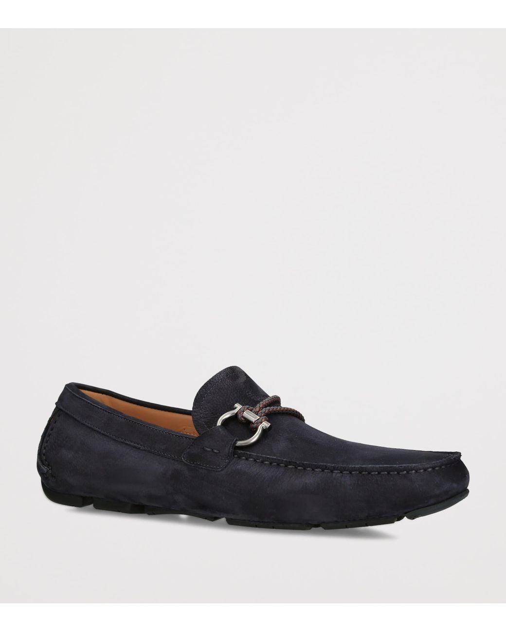 Ferragamo Black Nubuck Front 4 Driving Shoes for men