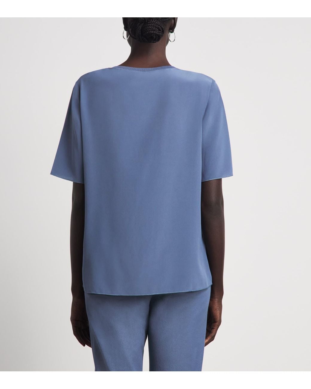 Joseph Blue Silk Crepe Rubin Blouse