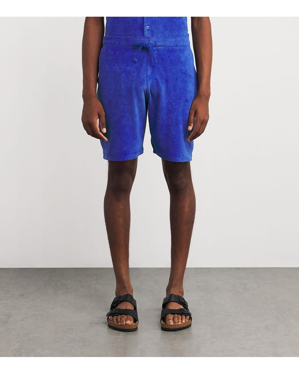 Vilebrequin Blue Cotton-Blend Terry Bolide Bermuda Shorts for men
