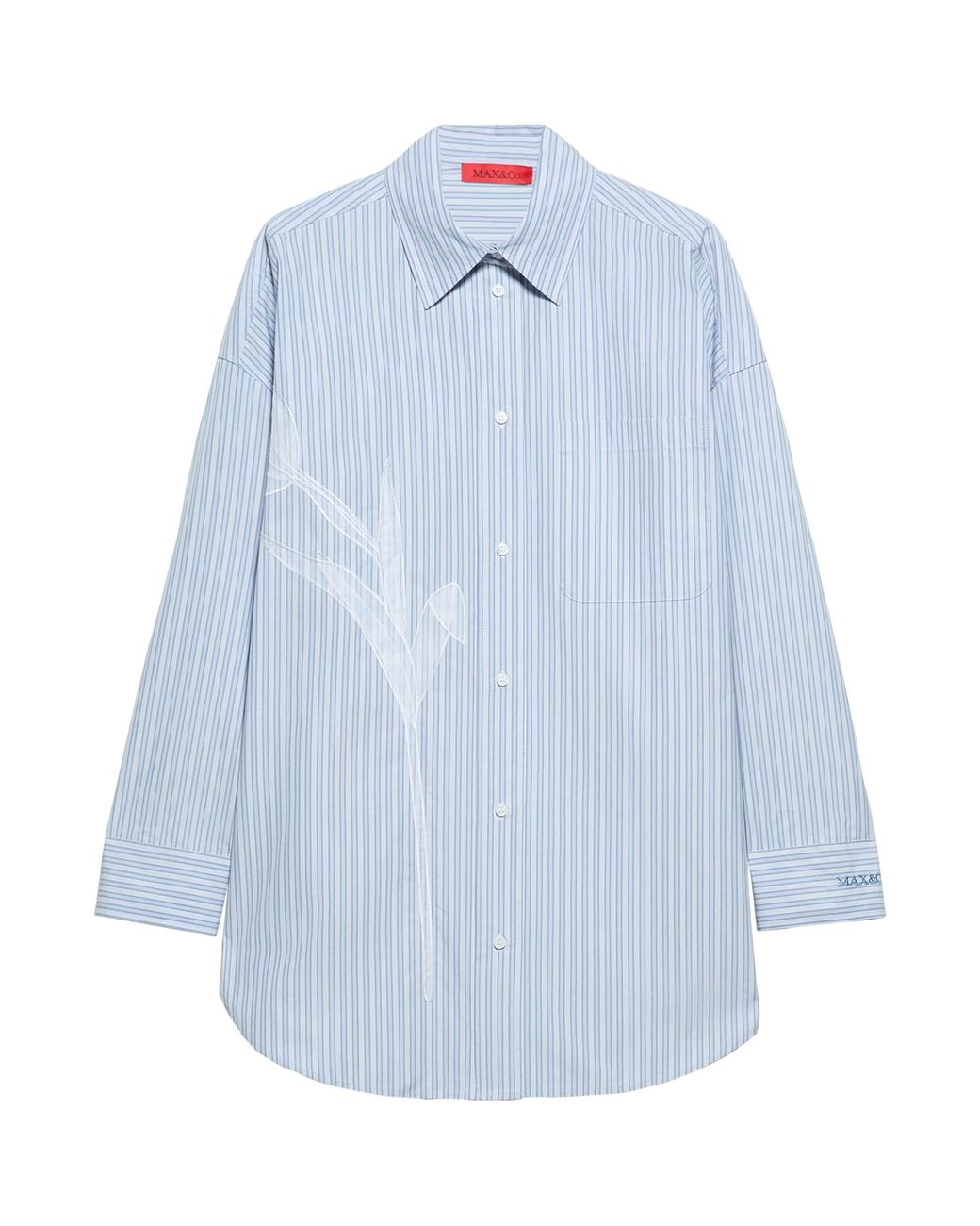 MAX&Co. Blue Oversized Embroidered Stripe Shirt