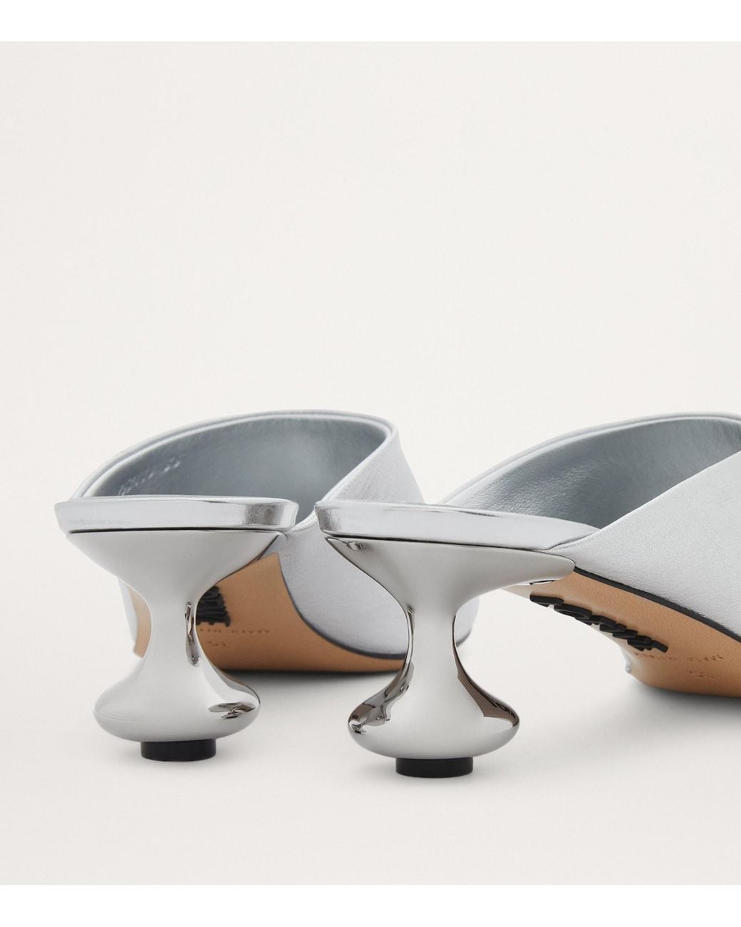 Loewe White Metallic Leather Toy Mules 45