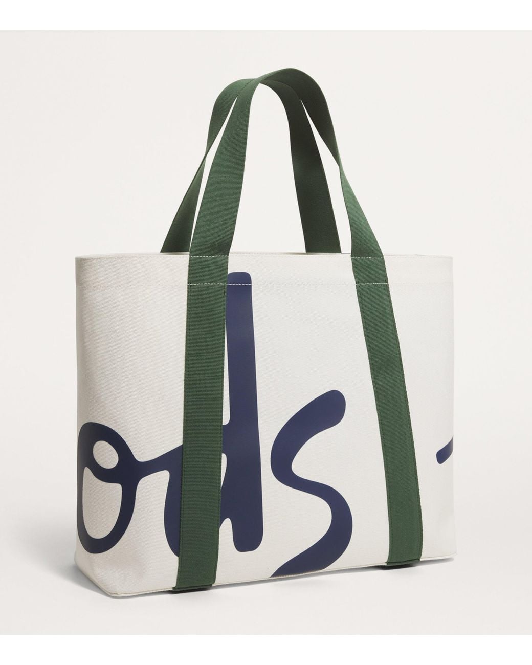 Harrods Blue Medium Cotton Logo Tote Bag
