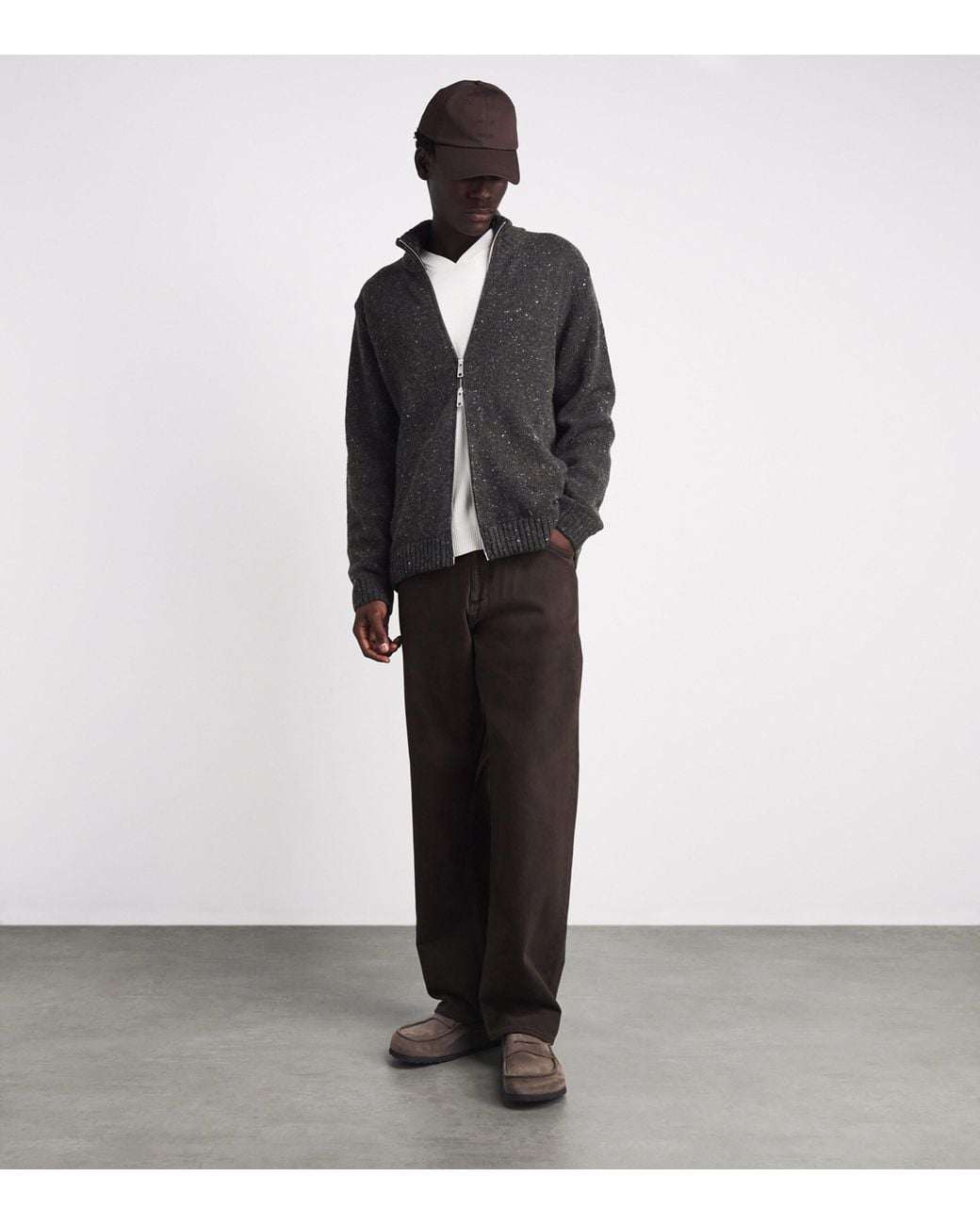 Samsøe & Samsøe Black Wool-Blend Sanate Zip-Up Cardigan for men