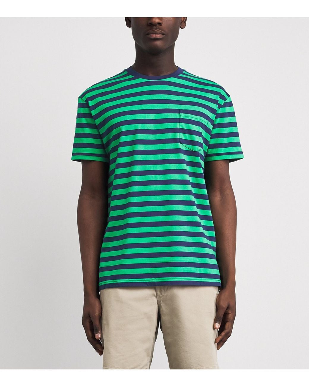 Polo Ralph Lauren Green Cotton Stripe Classic Fit T-Shirt for men