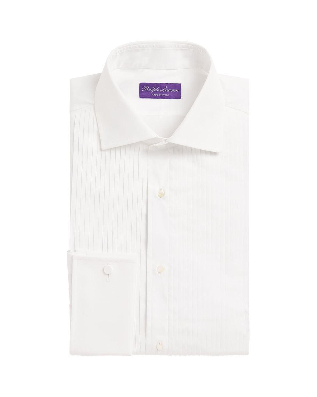 Ralph Lauren White Cotton Tuxedo Dress Shirt for men