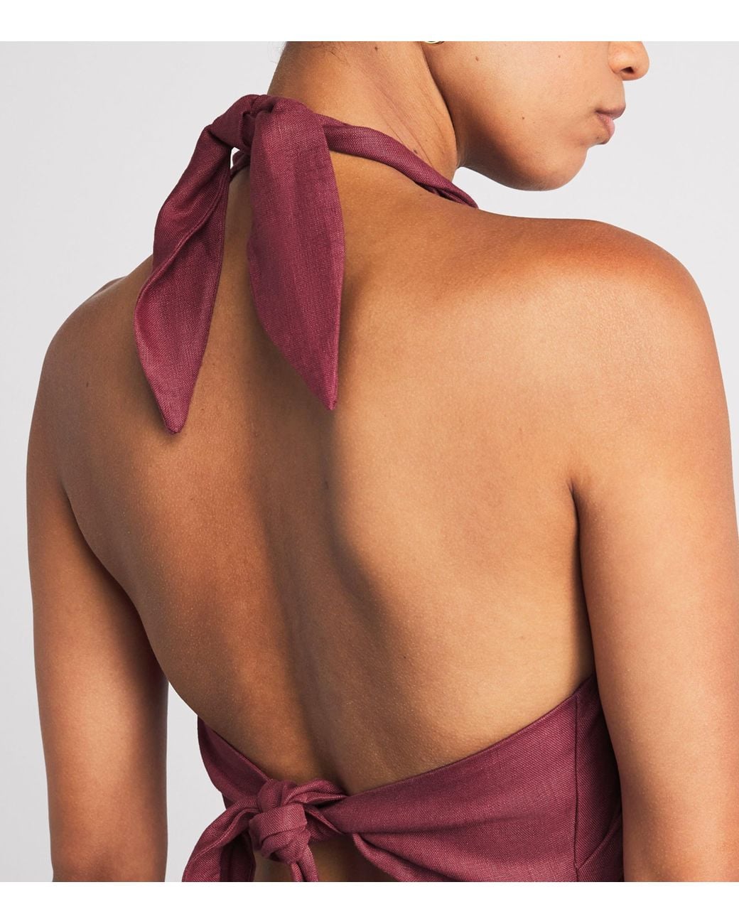 Faithfull The Brand Purple Linen Halterneck Lourdes Maxi Dress
