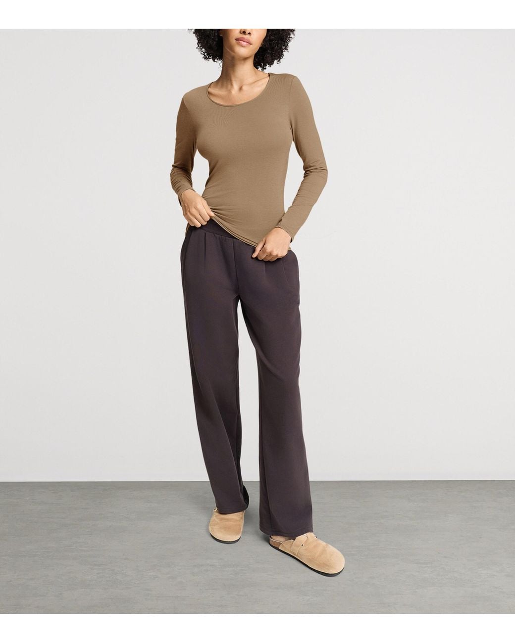 Hanro Brown Ultralight Long-Sleeve T-Shirt