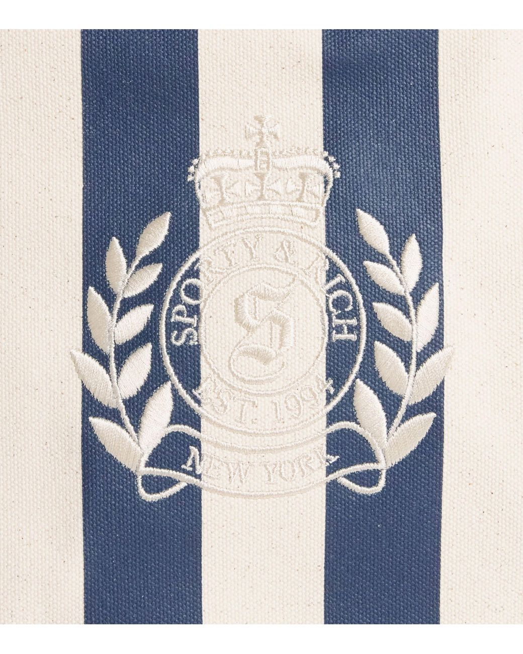 Sporty & Rich Blue Cotton Ny Crest Tote Bag