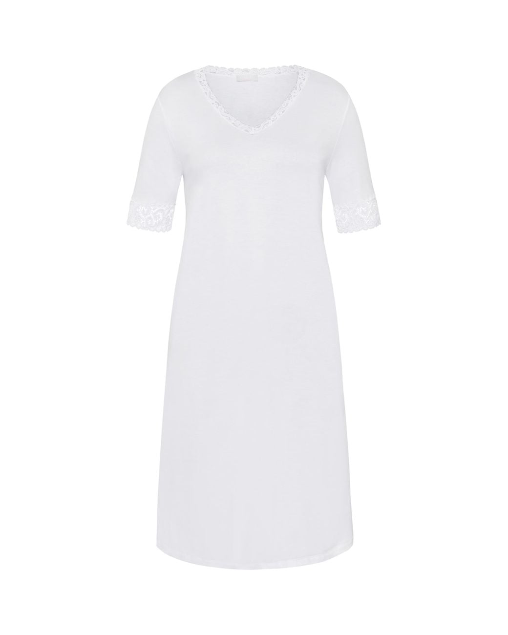 Hanro White Cotton Lace-Trim Moments Nightdress