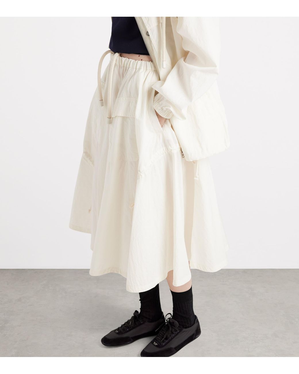Prada Natural Cotton-Blend Midi Skirt