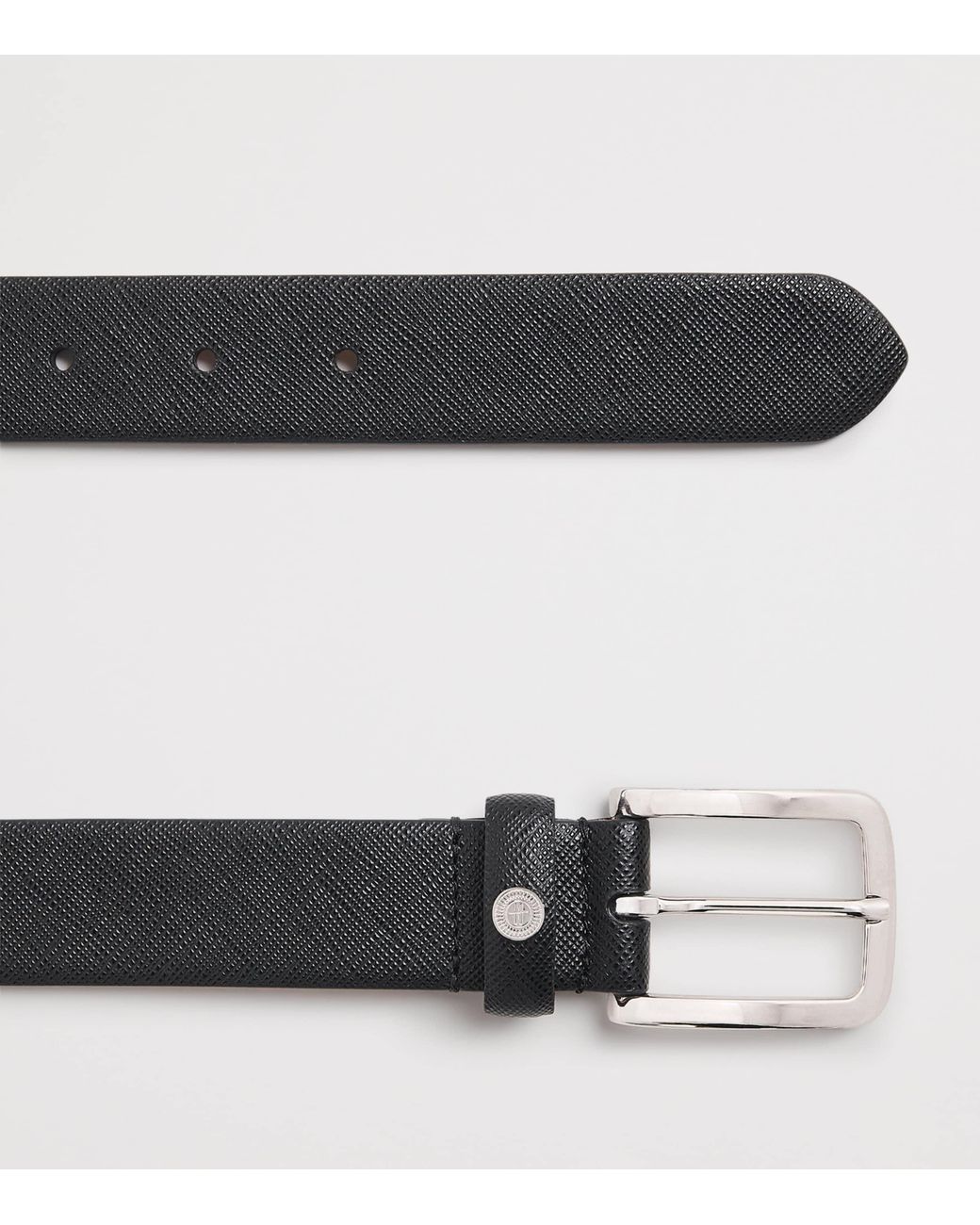 Harrods Black Saffiano Leather Logo Belt for men