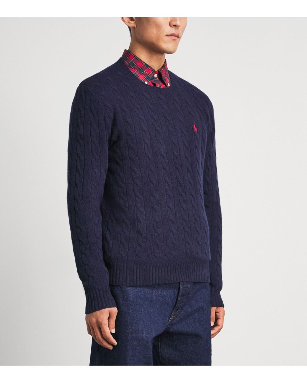 Polo Ralph Lauren Blue Wool-Cashmere Cable-Knit Sweater for men