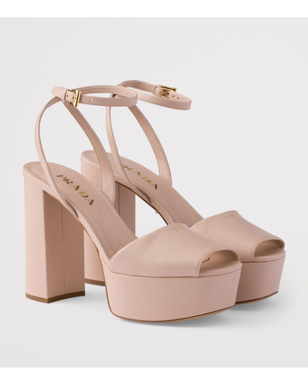 Prada Pink Nappa Leather Platform Sandals 115