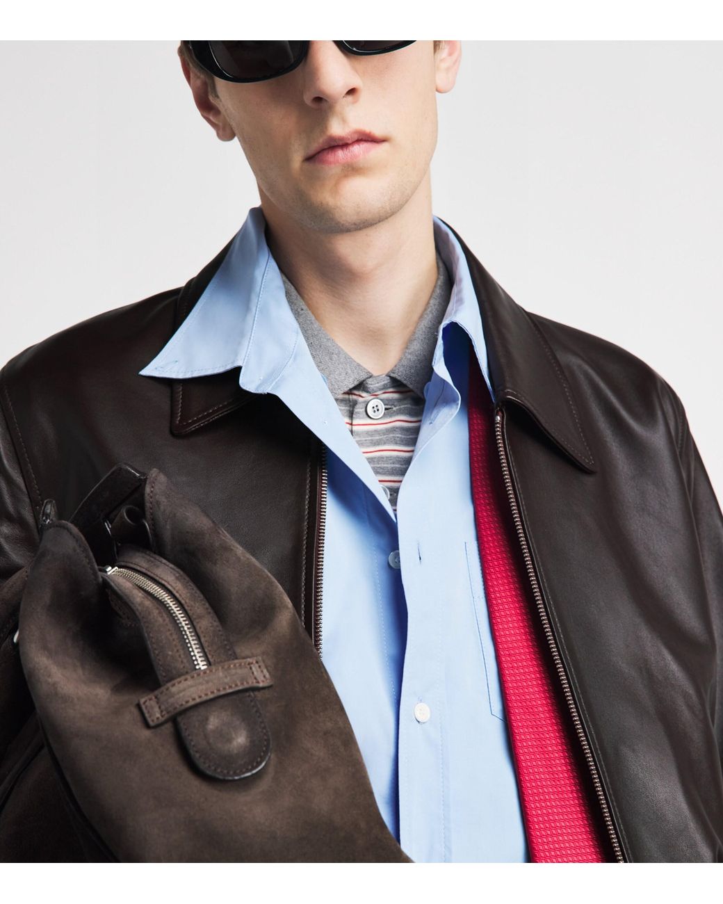 AMI Black Leather Jacket for men