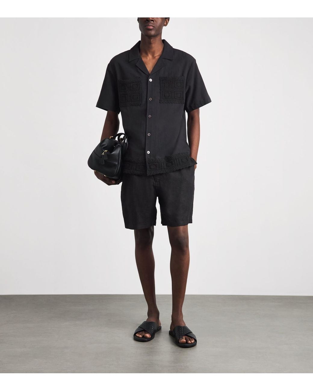 CHE Black Cotton-Linen Inigo Shirt for men