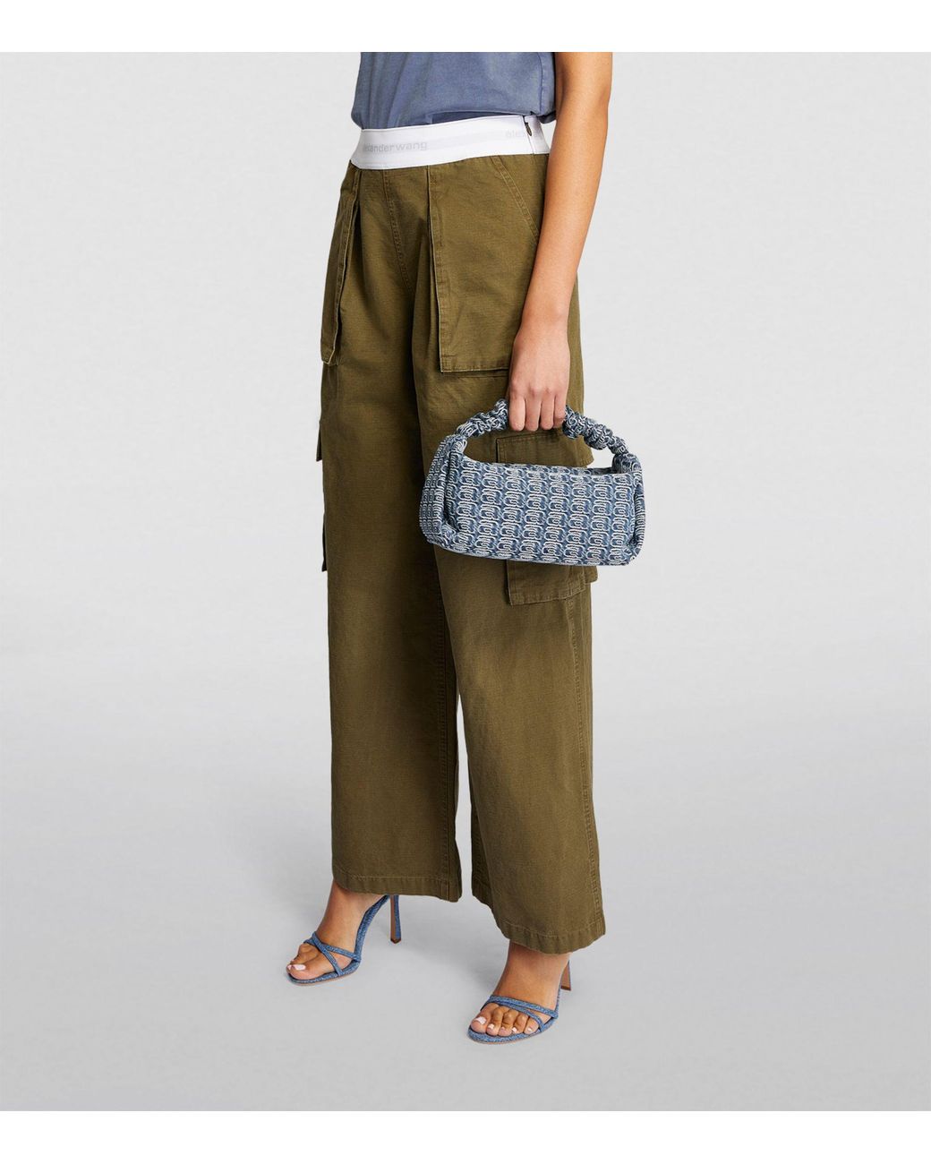 Alexander Wang Small Denim Scrunchie Top-handle Bag in Blue
