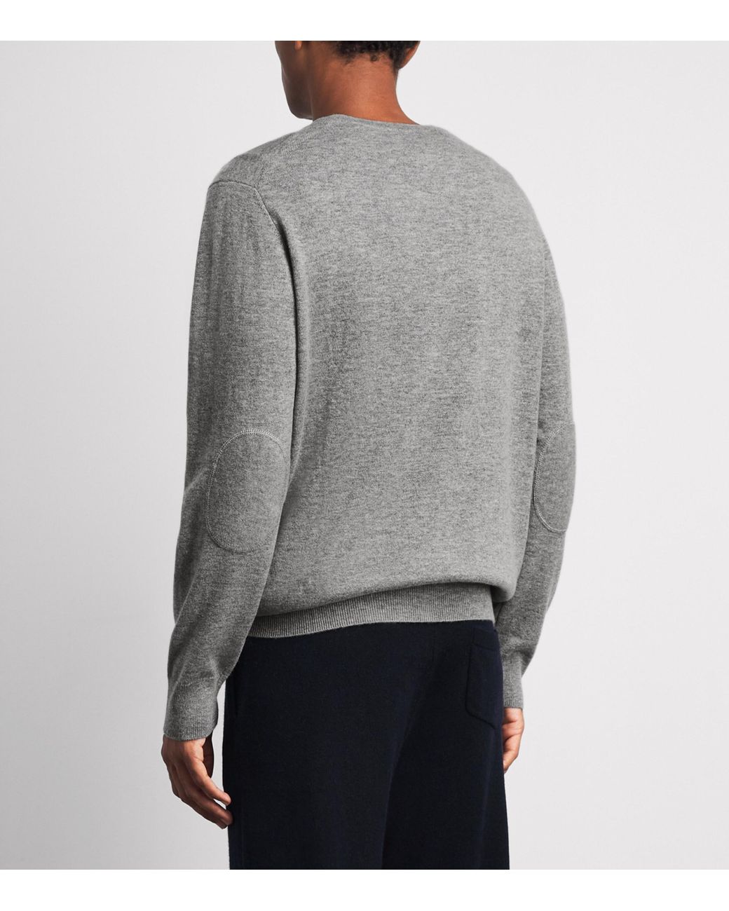 Allude Gray Cashmere V-Neck Sweater for men