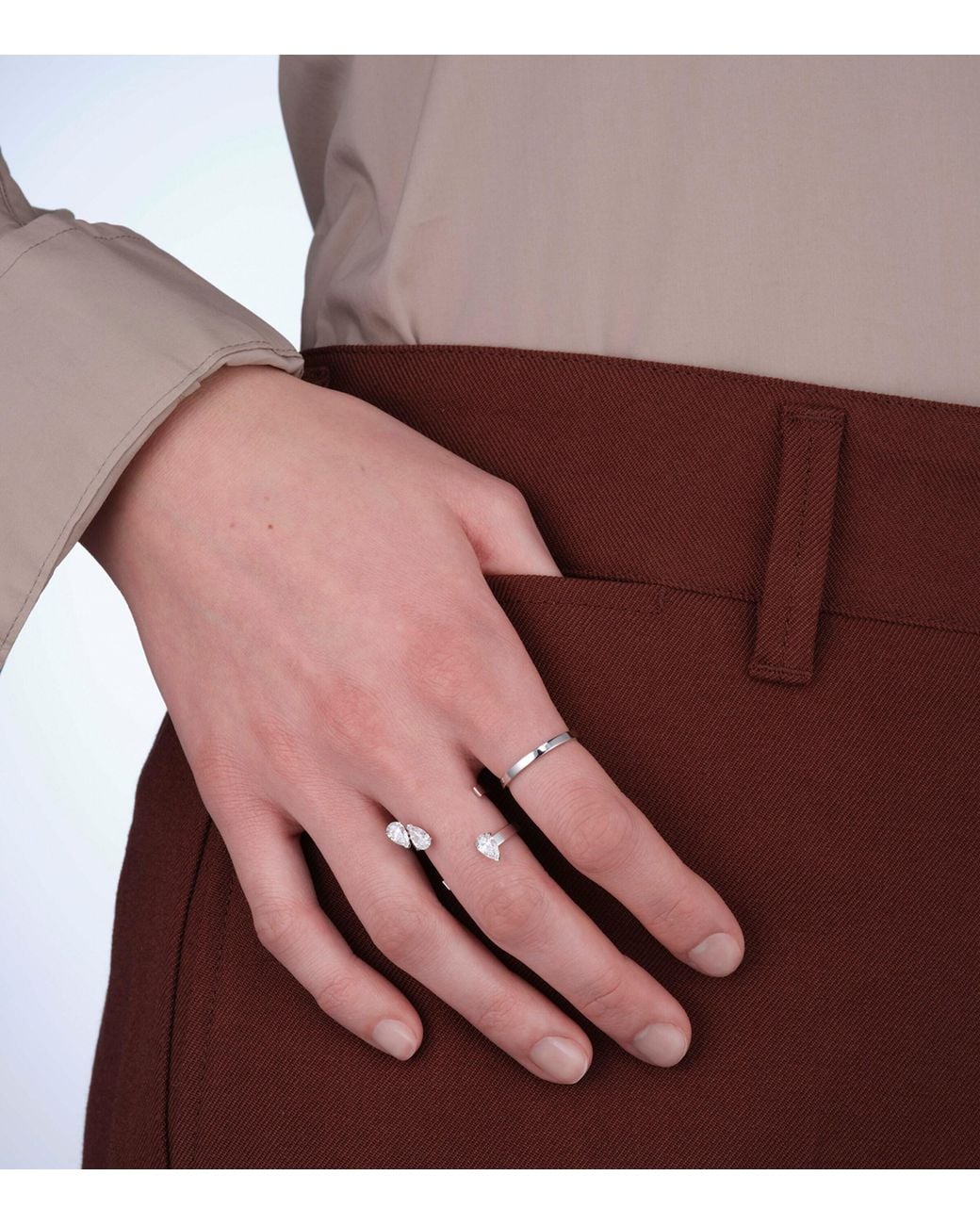 Repossi White And Diamond Serti Sur Vide Ring