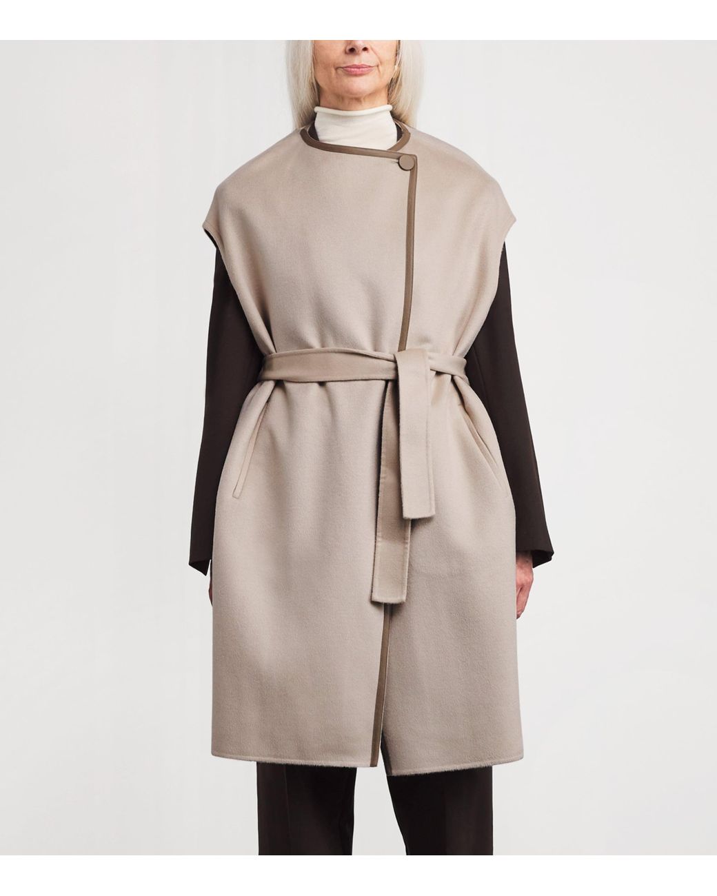 Yves Salomon Natural Wool-Cashmere Long Cape