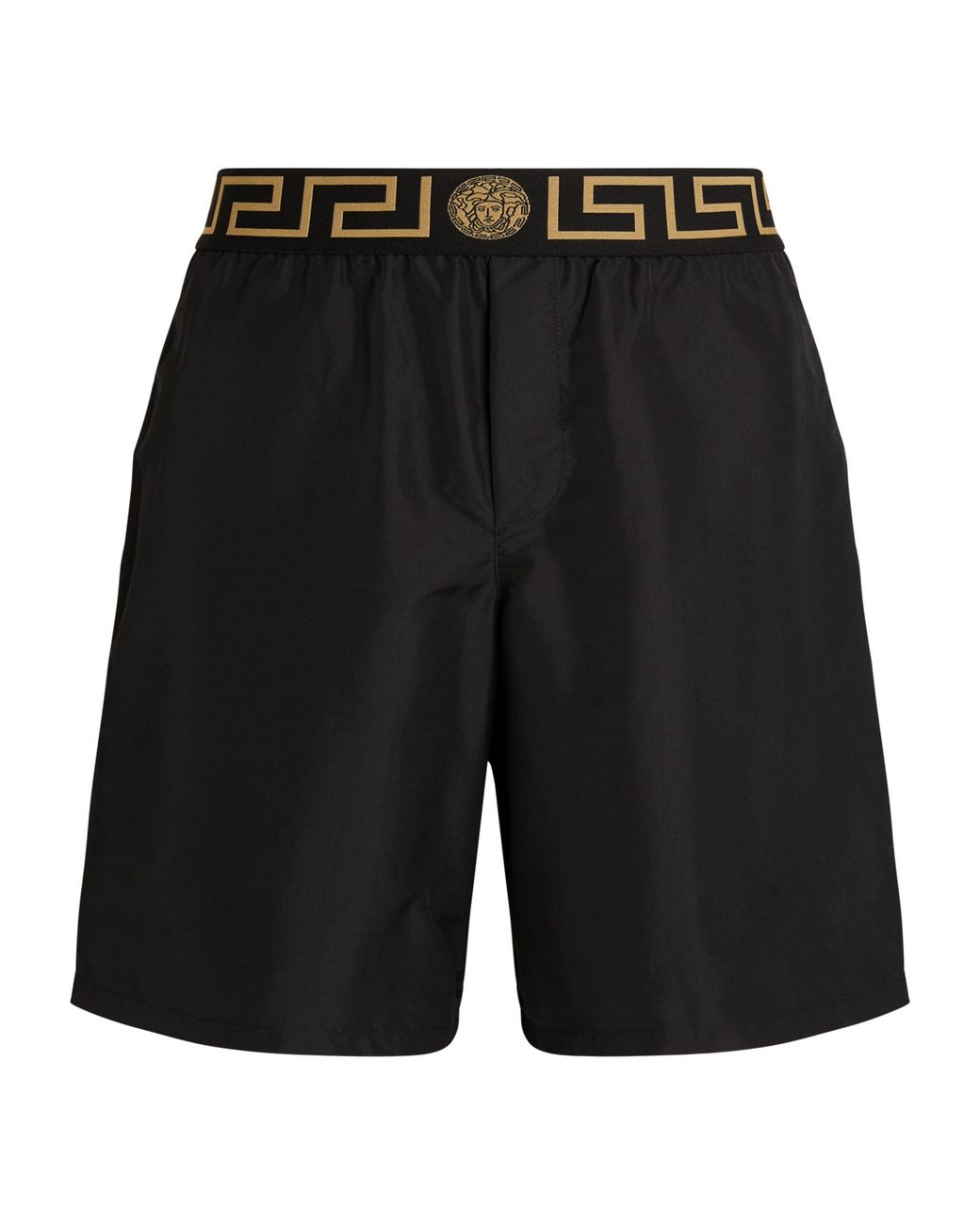 Versace Synthetic Greca Waistband Swim Shorts in Black for Men - Save