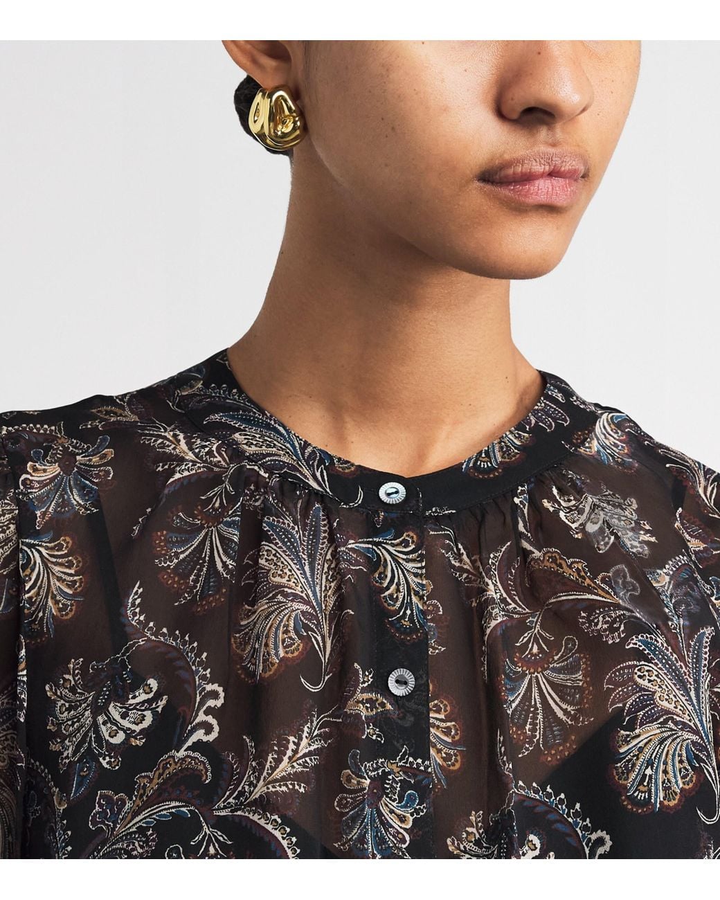 Veronica Beard Gray Silk Ashlynn Blouse
