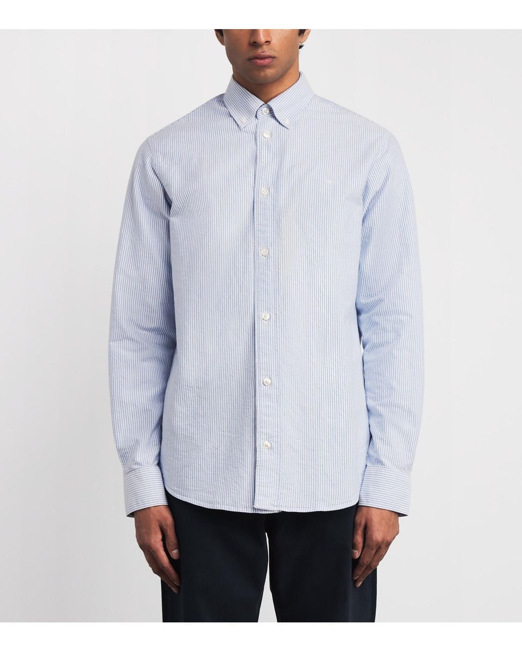 NN07 Blue Organic Cotton Stripe Oxford Shirt for men