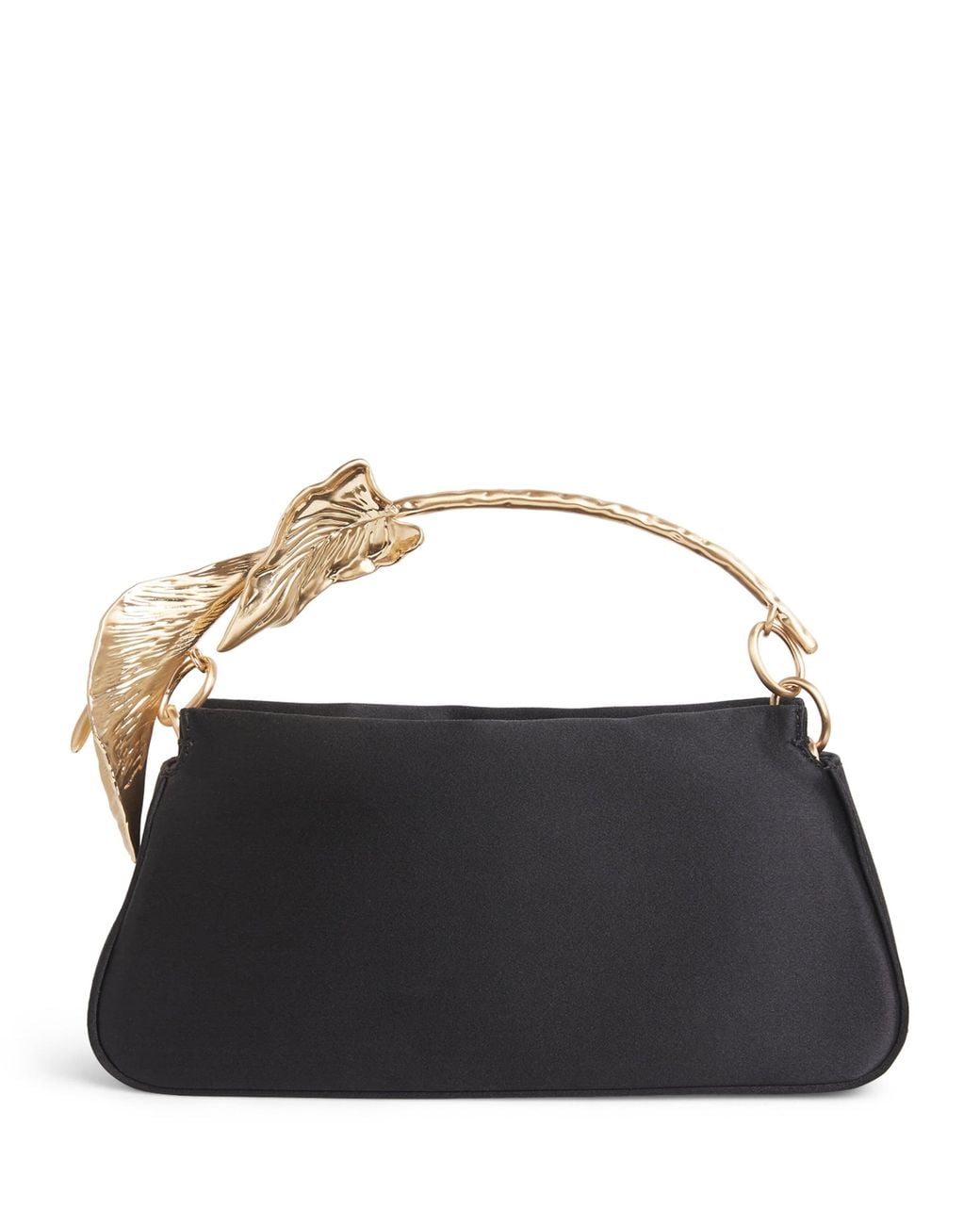 Cult Gaia Black Mini Silk-Satin Calla Top-Handle Bag