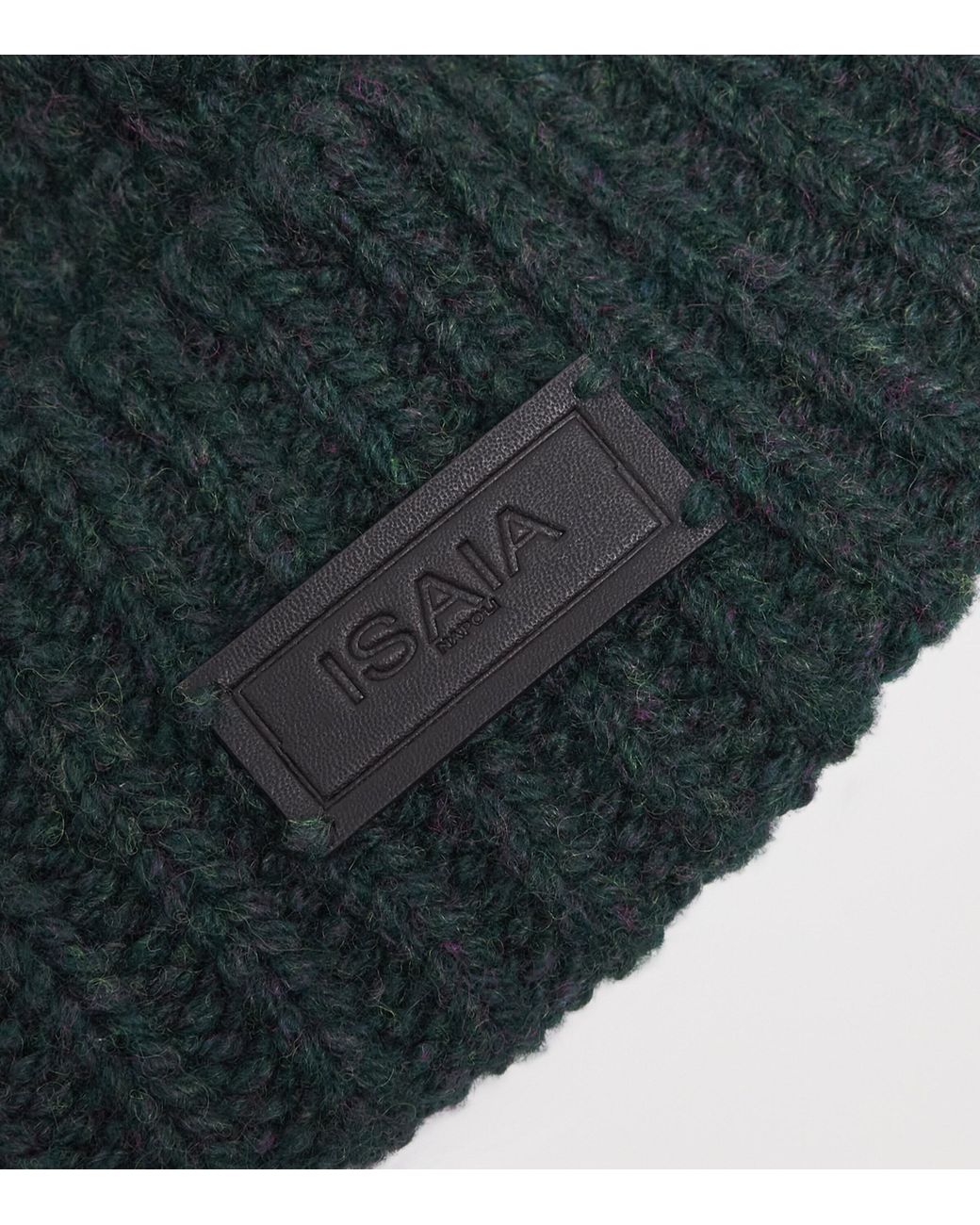 Isaia Green Cashmere Rib-Knit Beanie for men