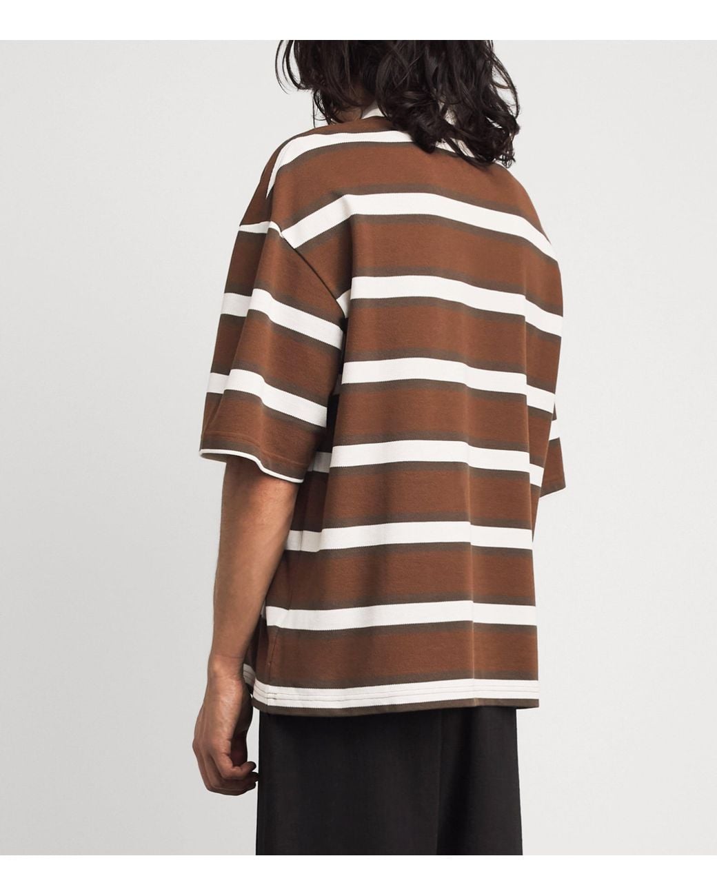 Amiri Brown Cotton Stripe Logo T-Shirt for men