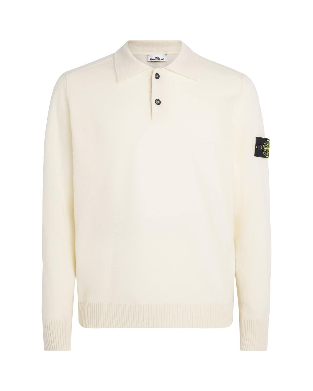 Stone Island White Virgin Wool Polo Sweater for men
