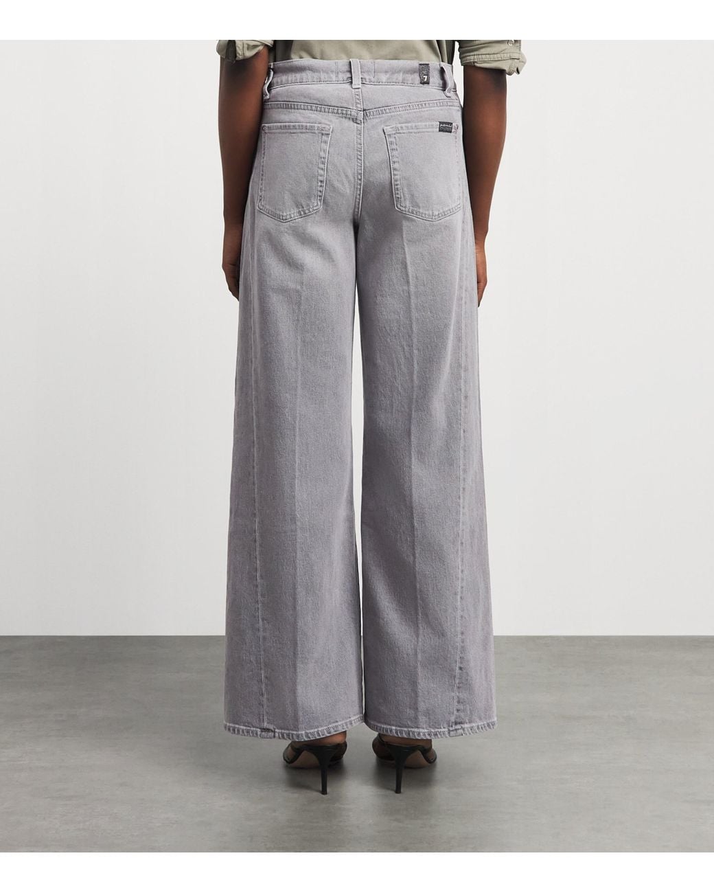 7 For All Mankind Gray Lotta High-Rise Wide-Leg Jeans