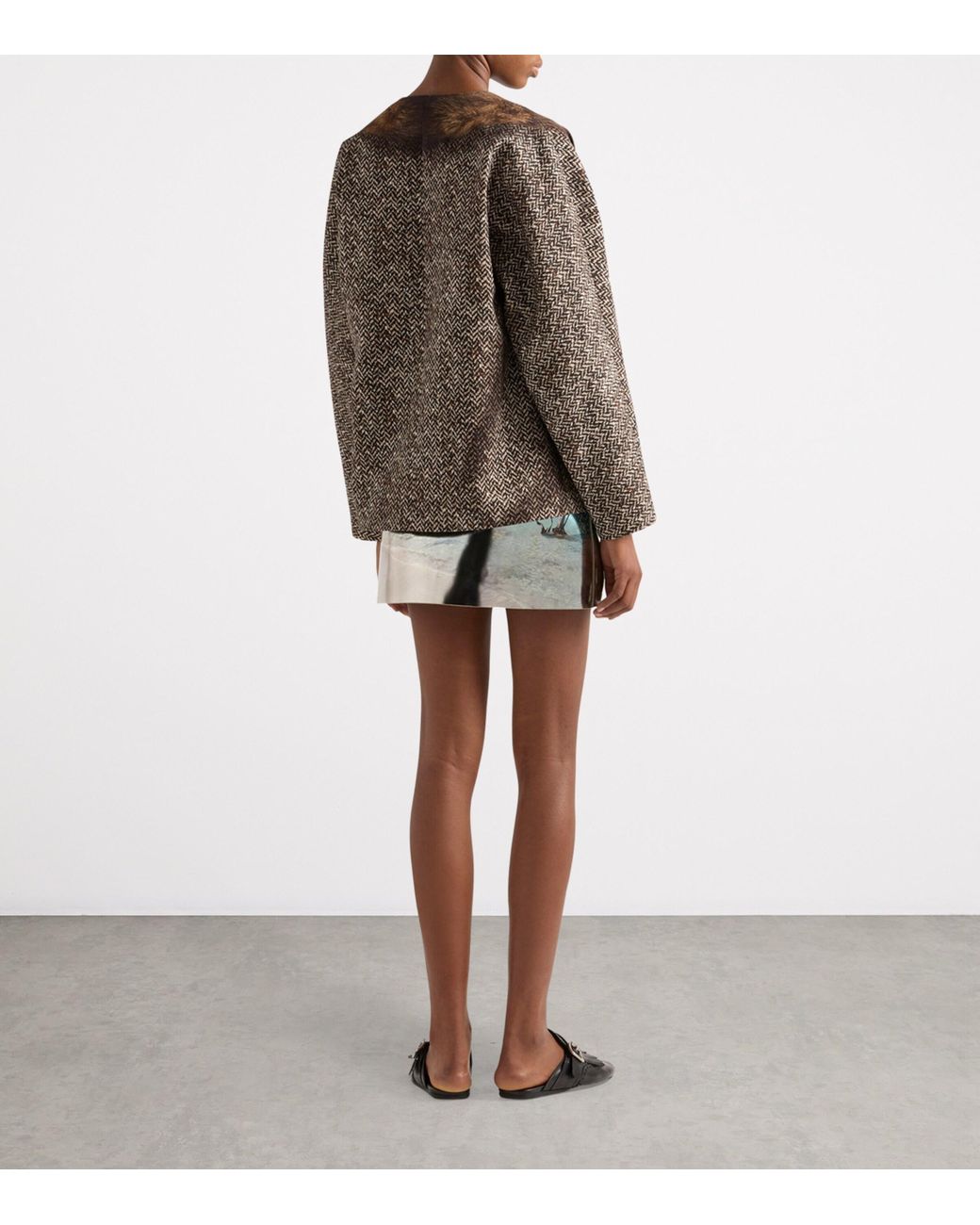 ミニスカート Prada Sand-coloured mini skirt with silk print Prada Sand-coloured mini skirt with silk print | TheDoubleF