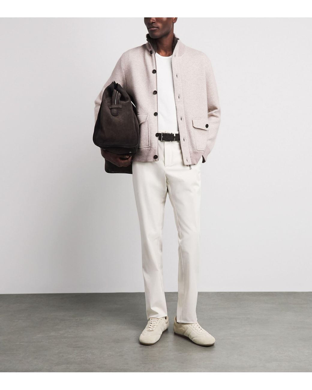 N.Peal Cashmere Natural Cashmere Herringbone Jacket for men