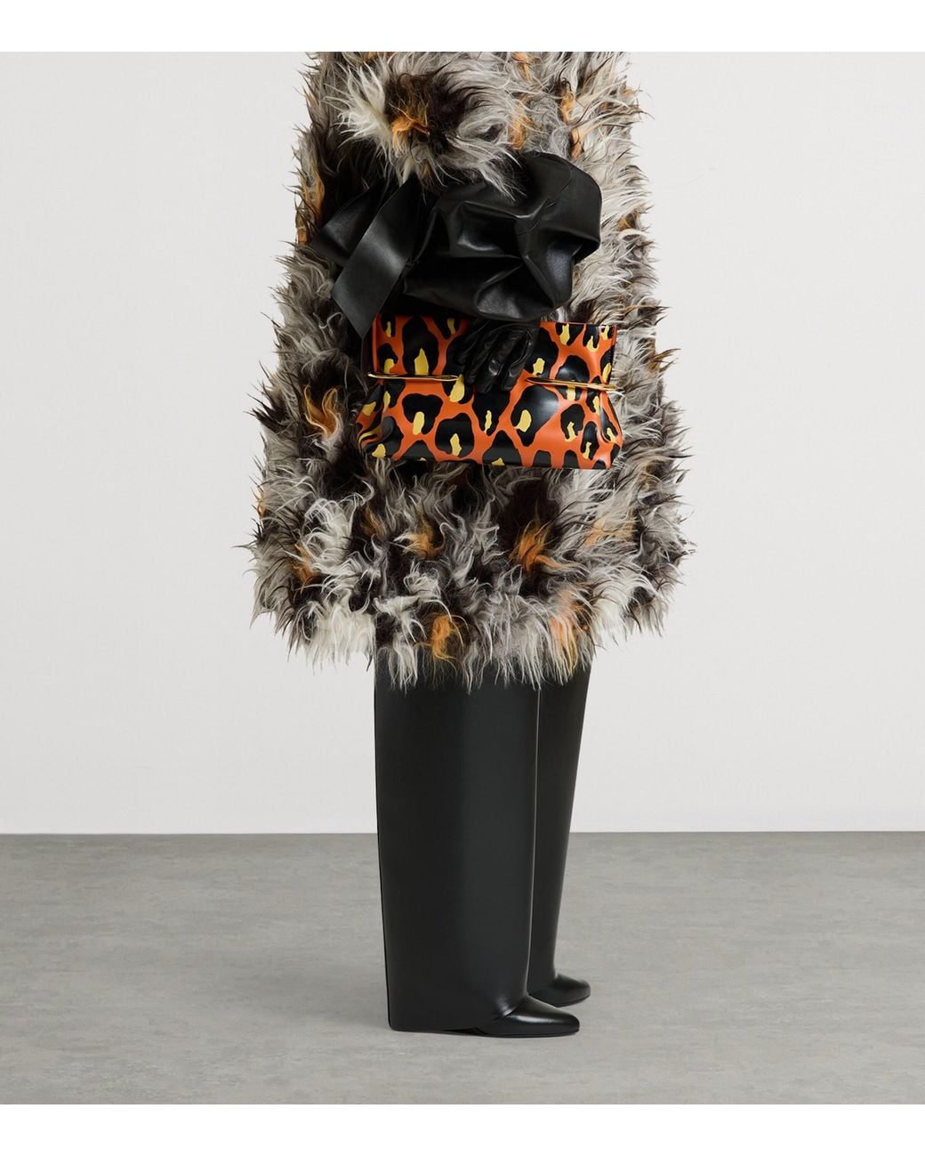 Givenchy Orange Leather Leopard Pinch Clutch Bag