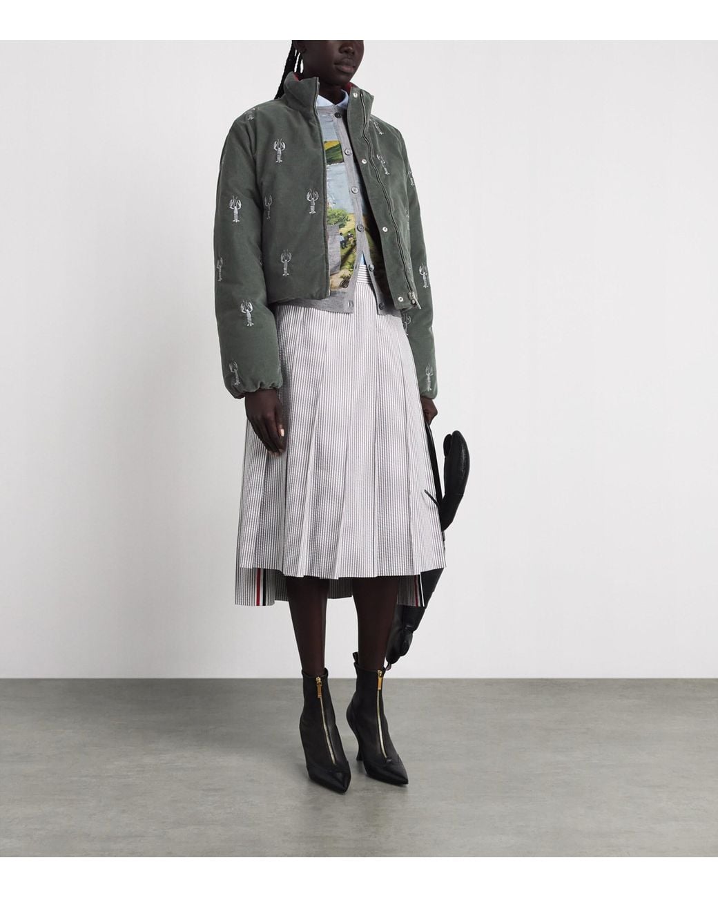 Thom Browne Gray Corduroy Reversible Down Jacket